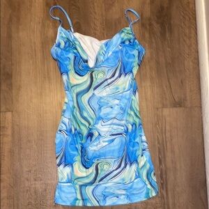 Blue and Green Marble Dress